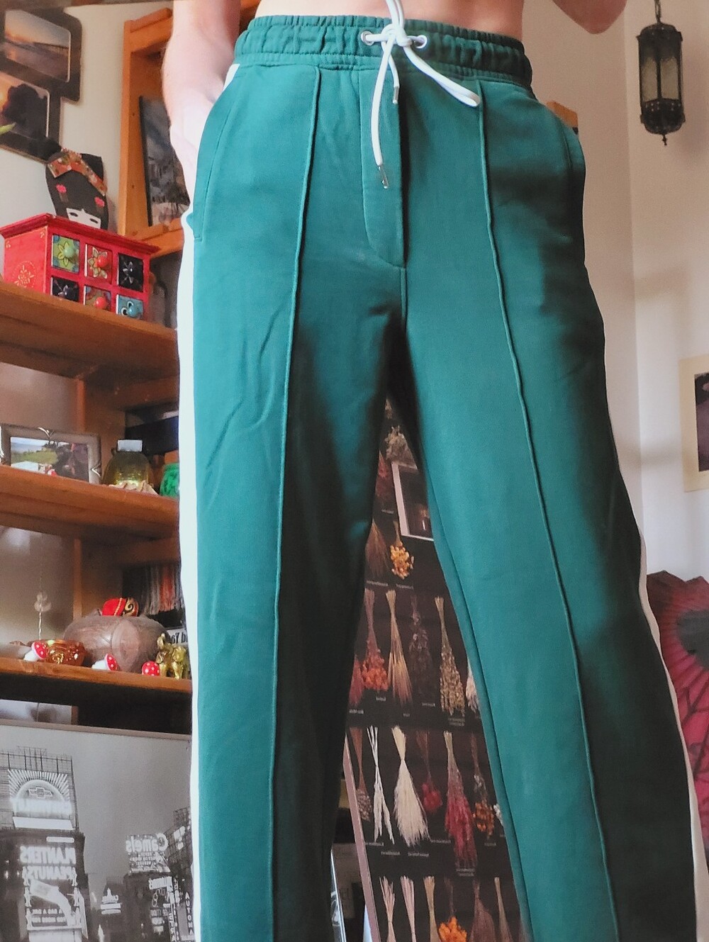 Marc O'Polo Organic Dark Green Track Jogging Pants with White Side Stripe - Xs